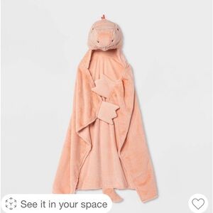 Pink Dino Hooded Blanket